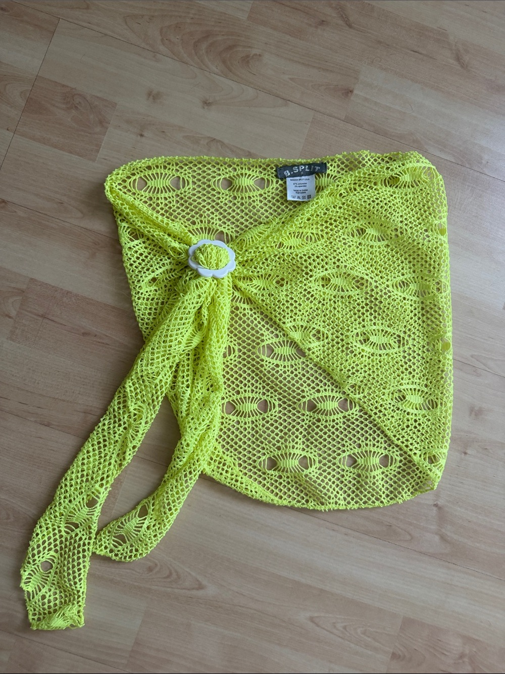 Banana Split USA Neon Yellow Crochet Sarong Cover-Up